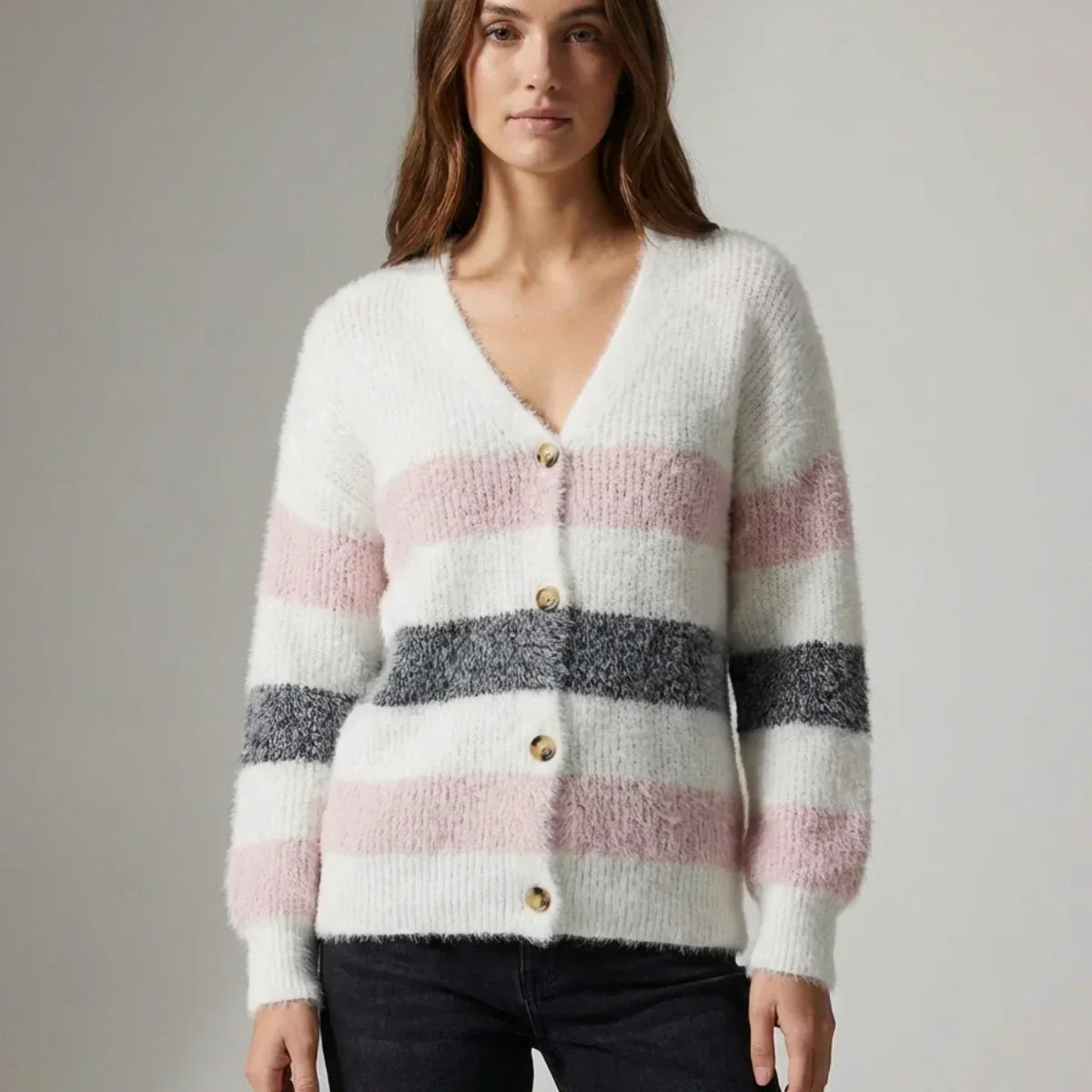 Privazz | Soft Striped V-Neck Jumper - Douce™