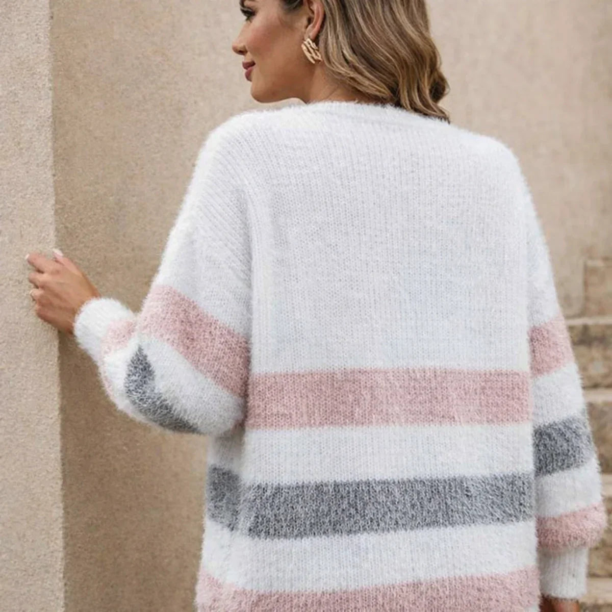 Privazz | Soft Striped V-Neck Jumper - Douce™