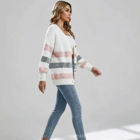 Privazz | Soft Striped V-Neck Jumper - Douce™