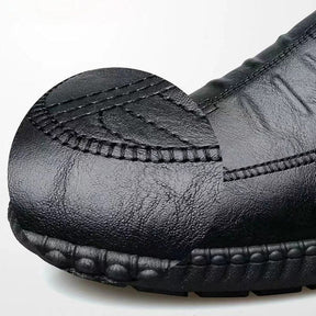 Privazz | Leather Black Slip-On Moccasins for Men