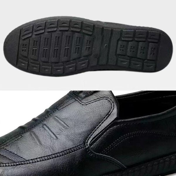 Privazz | Leather Black Slip-On Moccasins for Men