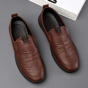 Privazz | Leather Black Slip-On Moccasins for Men